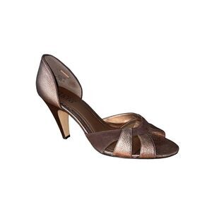 Franco Sarto High Heel W/Open Toe Libero Leather Bronze/Brown Womens Sz 10